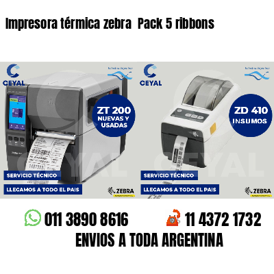 Impresora térmica zebra  Pack 5 ribbons