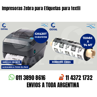 Impresoras Zebra para Etiquetas para textil