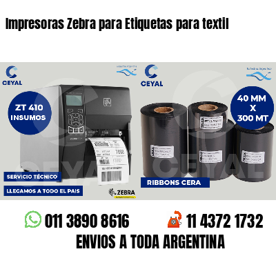 Impresoras Zebra para Etiquetas para textil