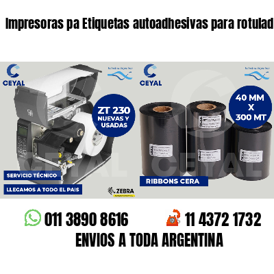 Impresoras pa Etiquetas autoadhesivas para rotulado