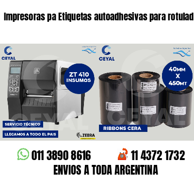 Impresoras pa Etiquetas autoadhesivas para rotulado
