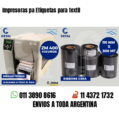 Impresoras pa Etiquetas para textil