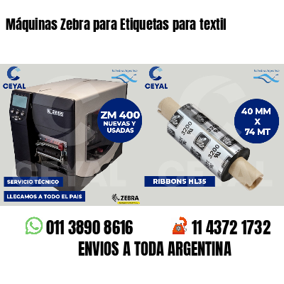 Máquinas Zebra para Etiquetas para textil