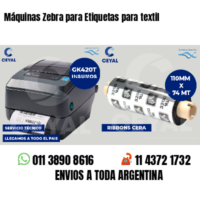 Máquinas Zebra para Etiquetas para textil