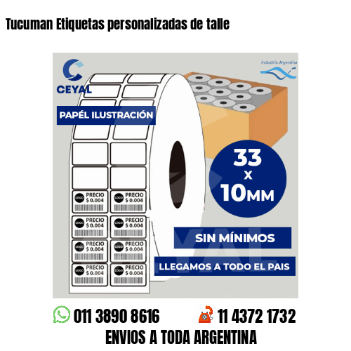 Tucuman Etiquetas personalizadas de talle