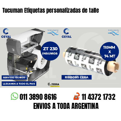 Tucuman Etiquetas personalizadas de talle