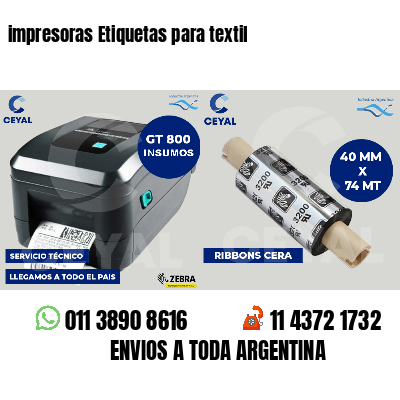 impresoras Etiquetas para textil