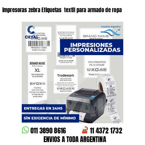 impresoras zebra Etiquetas  textil para armado de ropa