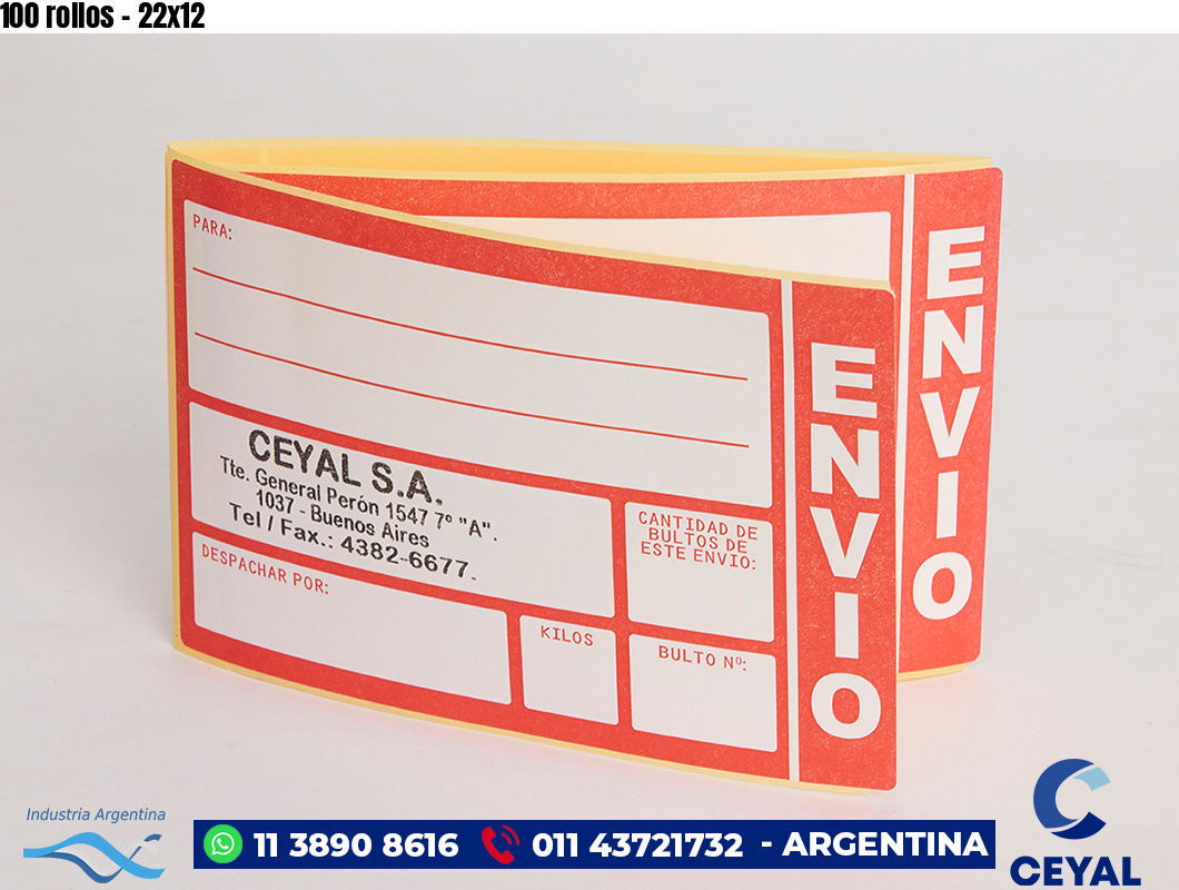 100 rollos - 22x12