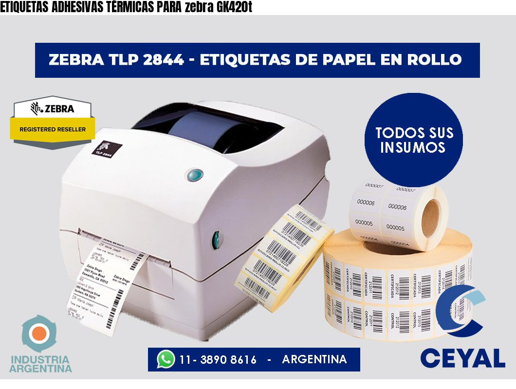 ETIQUETAS ADHESIVAS TÉRMICAS PARA zebra GK420t