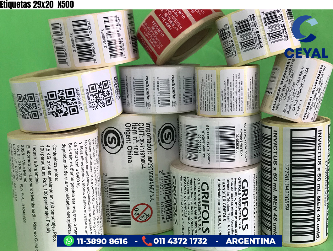 Etiquetas 29x20 X500