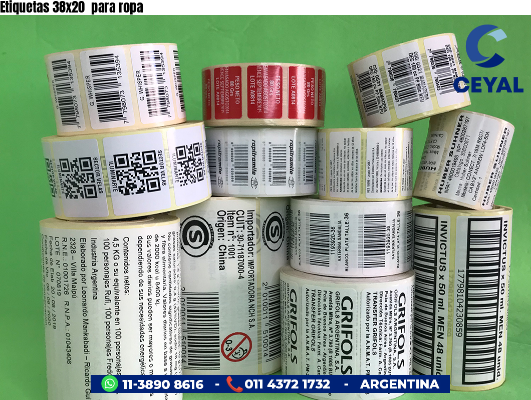 Etiquetas 38x20 para ropa