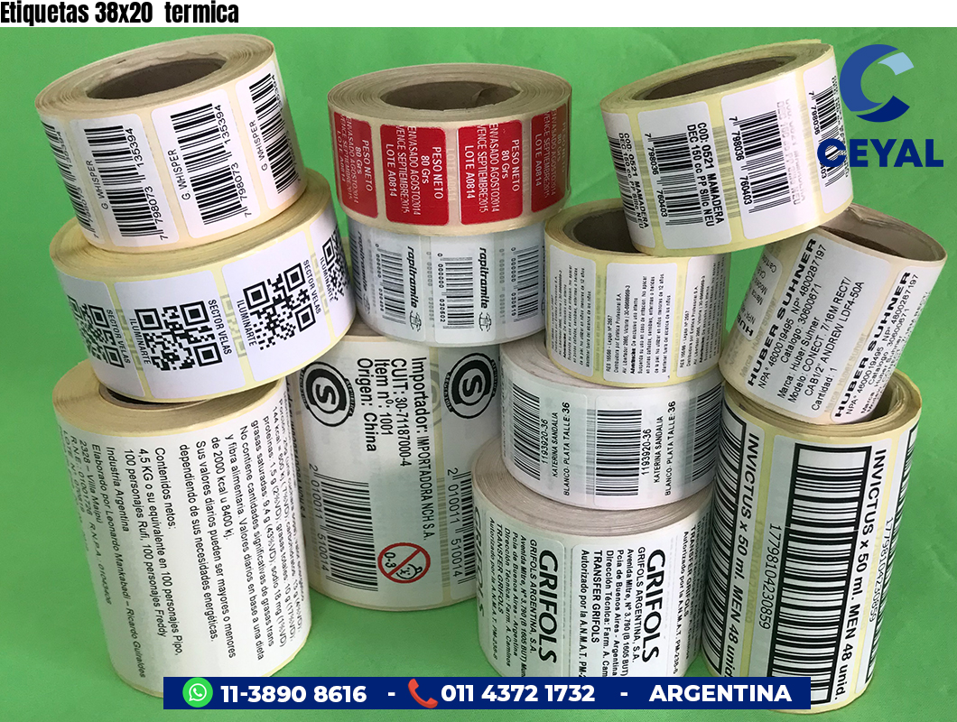 Etiquetas 38x20 termica
