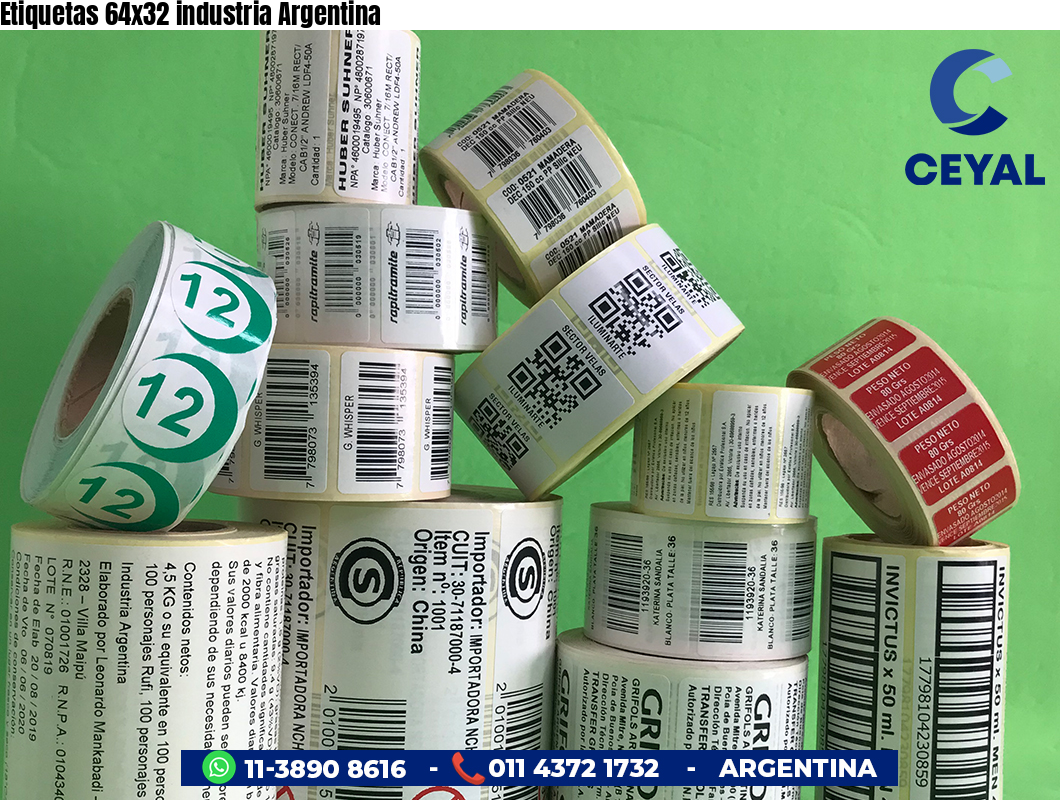 Etiquetas 64x32 industria Argentina