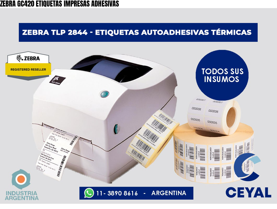 ZEBRA GC420 ETIQUETAS IMPRESAS ADHESIVAS