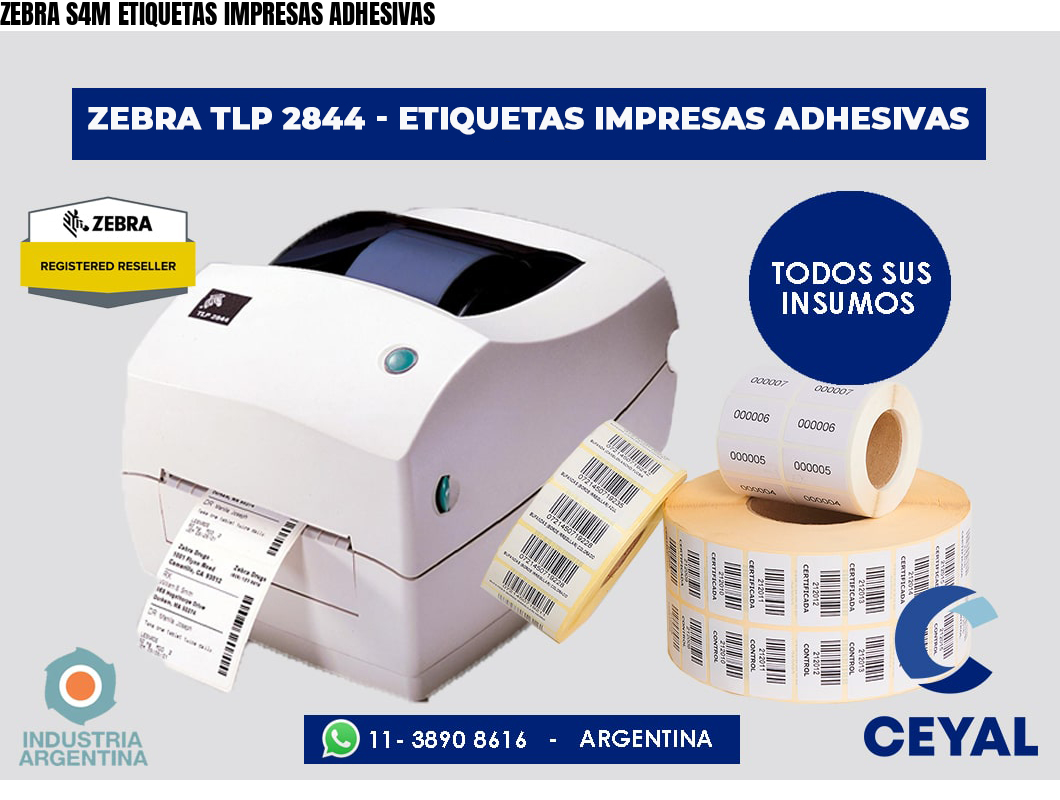 ZEBRA S4M ETIQUETAS IMPRESAS ADHESIVAS
