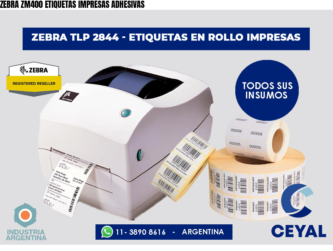 ZEBRA ZM400 ETIQUETAS IMPRESAS ADHESIVAS