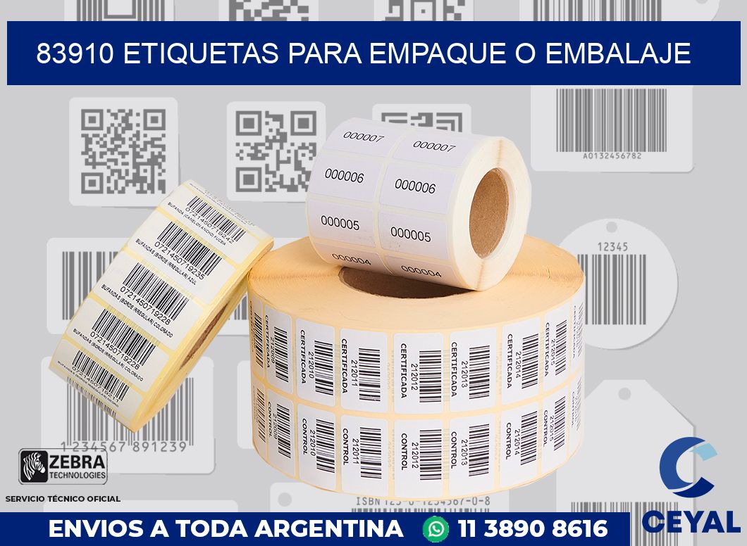 83910 Etiquetas para empaque o embalaje