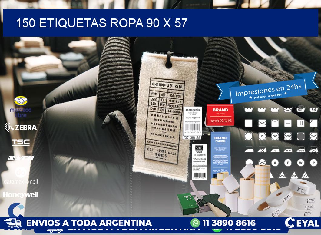 150 ETIQUETAS ROPA 90 x 57