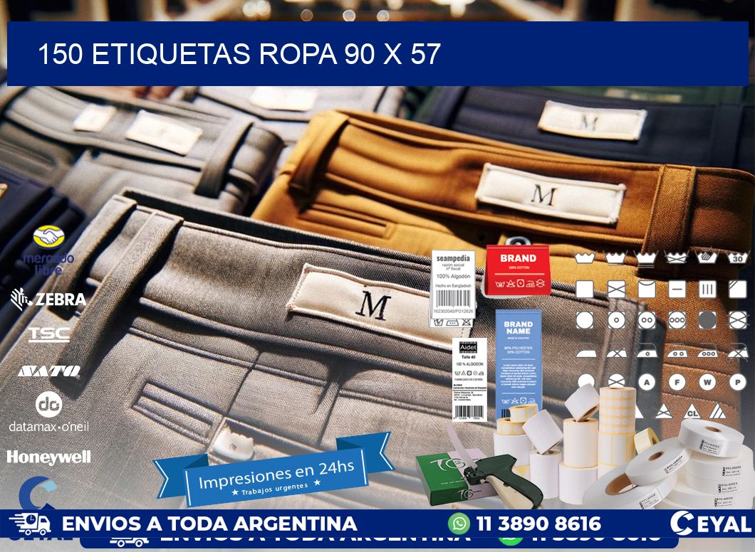 150 ETIQUETAS ROPA 90 x 57