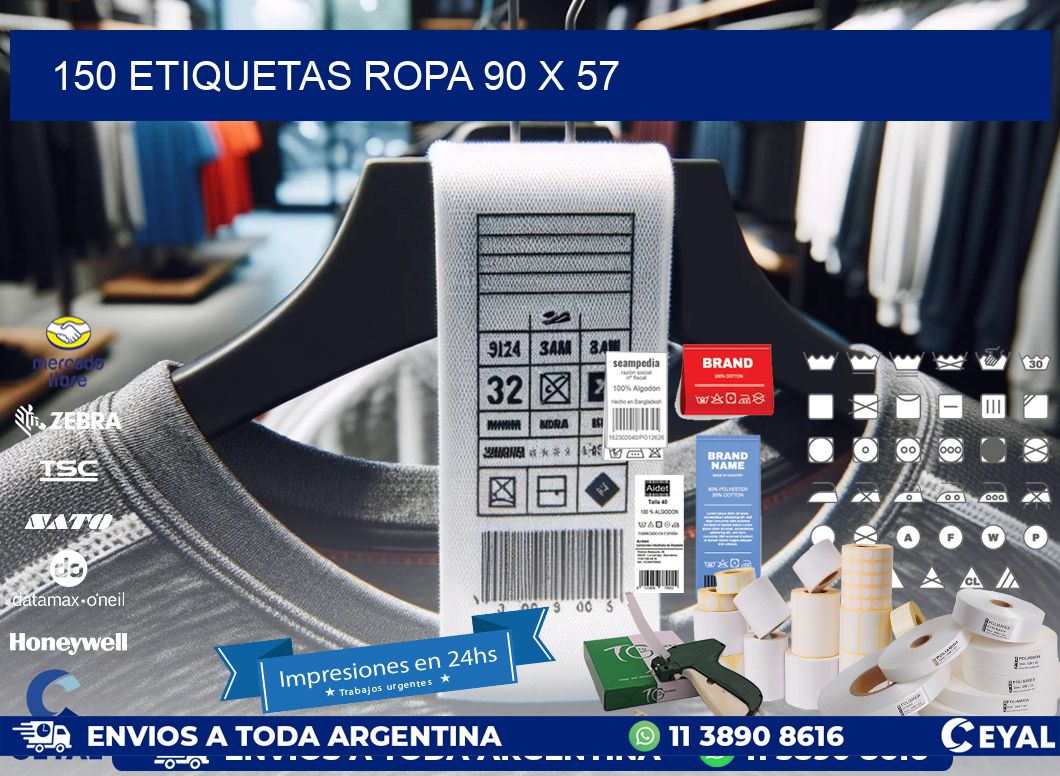 150 ETIQUETAS ROPA 90 x 57