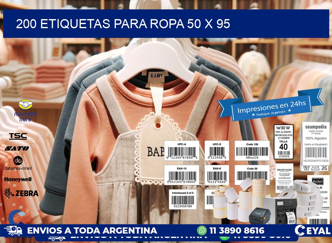 200 ETIQUETAS PARA ROPA 50 x 95