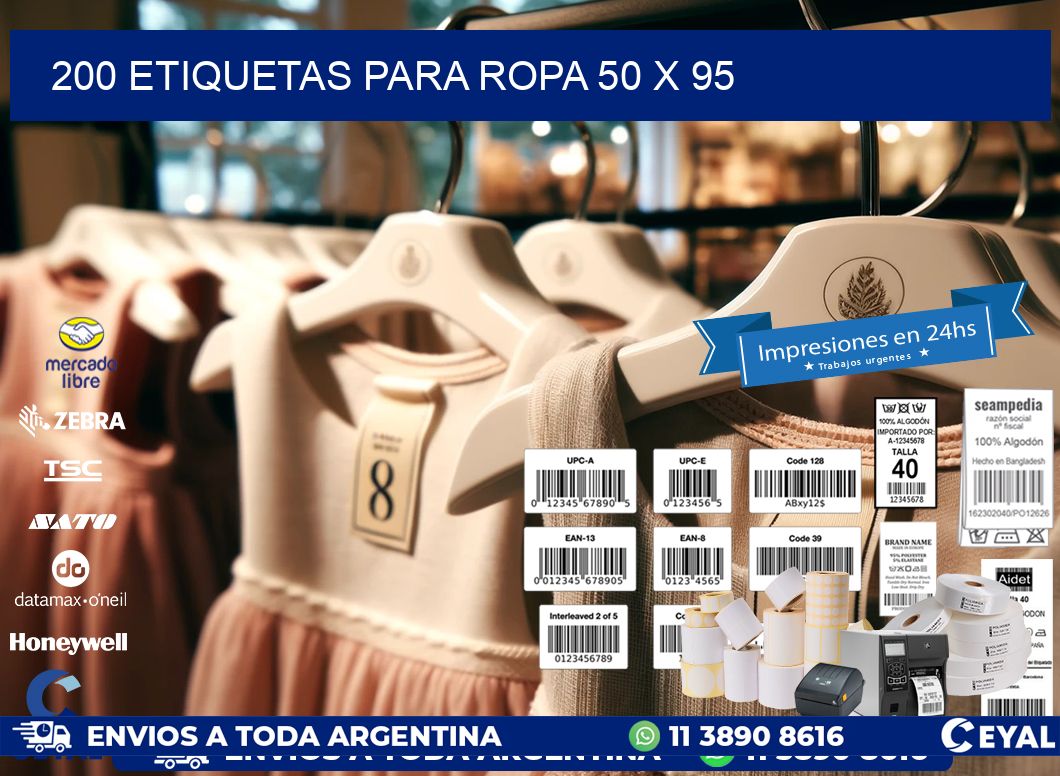 200 ETIQUETAS PARA ROPA 50 x 95