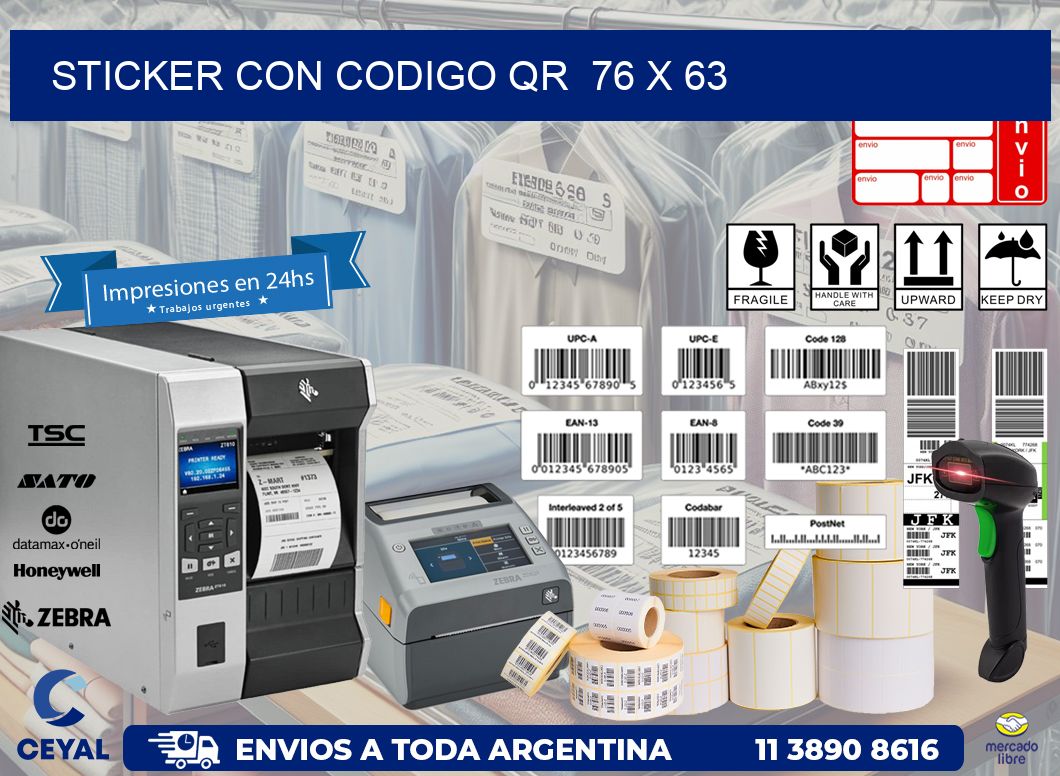 STICKER CON CODIGO QR  76 x 63