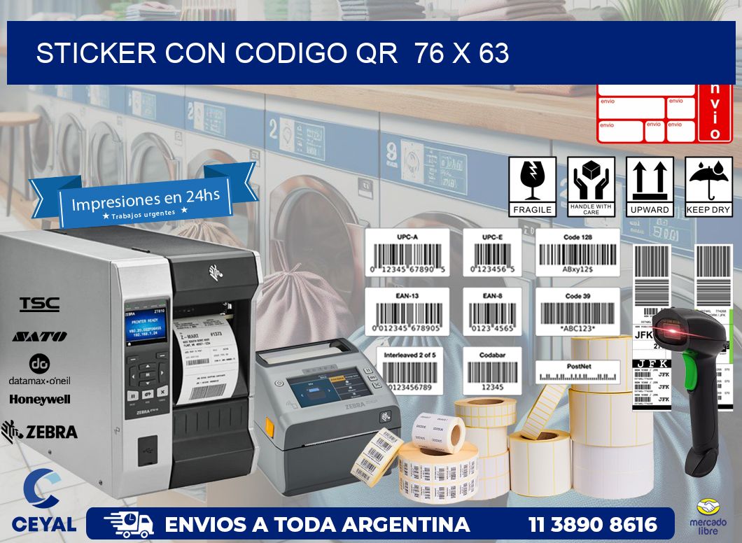 STICKER CON CODIGO QR  76 x 63