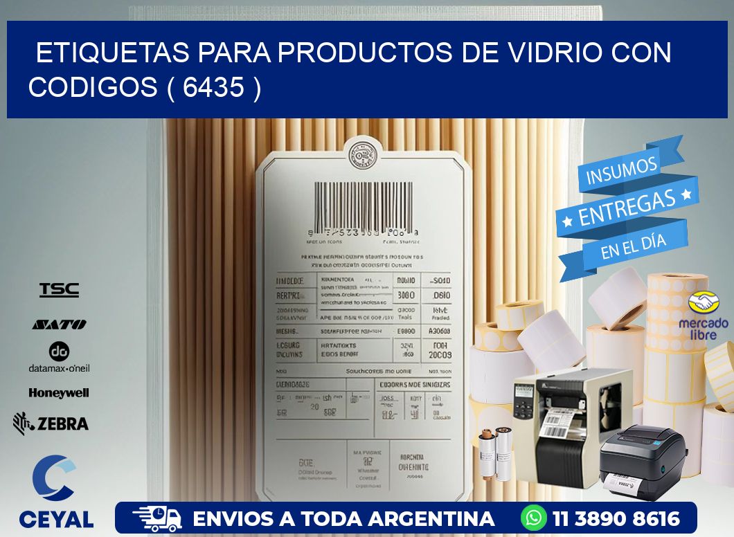 ETIQUETAS PARA PRODUCTOS DE VIDRIO CON CODIGOS ( 6435 )