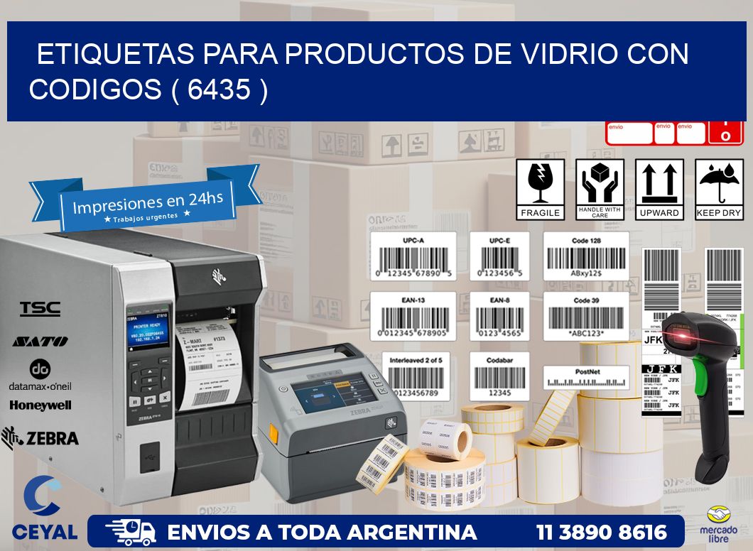 ETIQUETAS PARA PRODUCTOS DE VIDRIO CON CODIGOS ( 6435 )