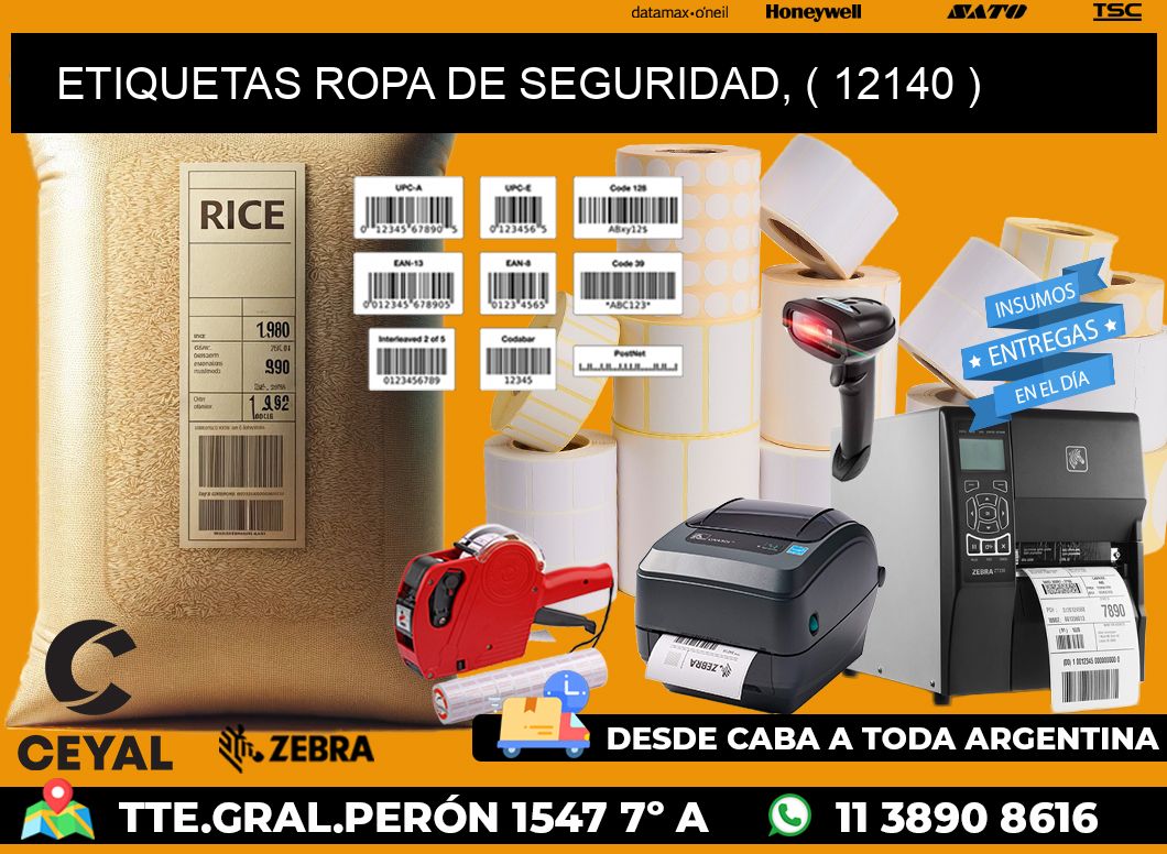 ETIQUETAS ROPA DE SEGURIDAD, ( 12140 )