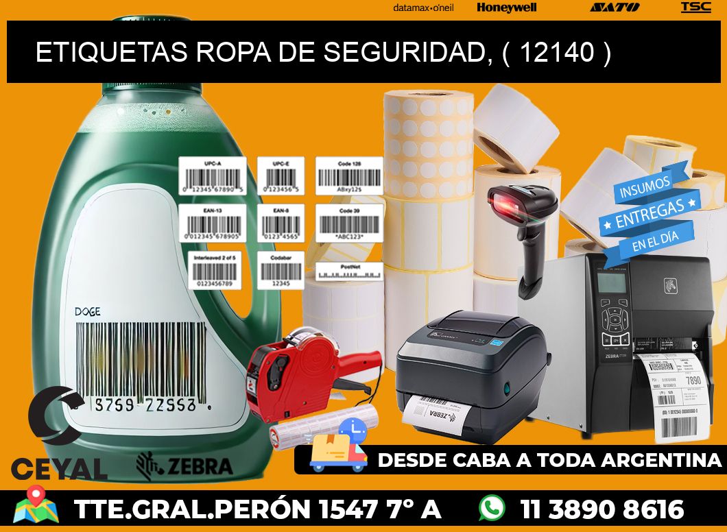 ETIQUETAS ROPA DE SEGURIDAD, ( 12140 )