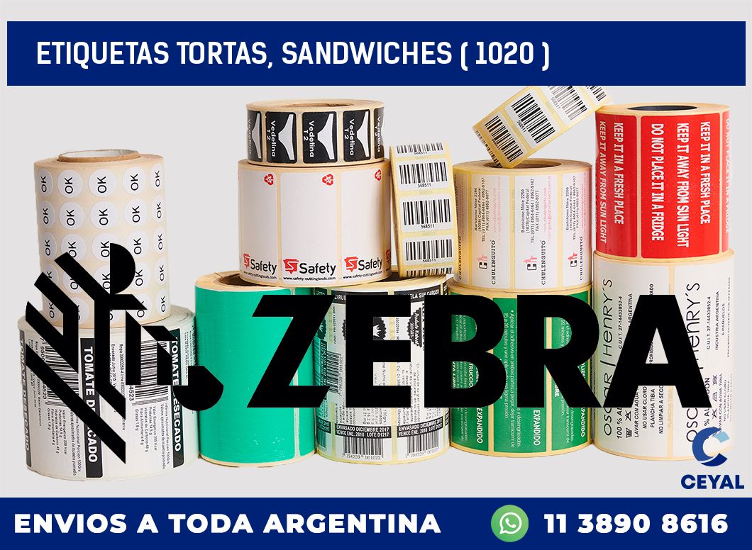 ETIQUETAS TORTAS, SANDWICHES ( 1020 )