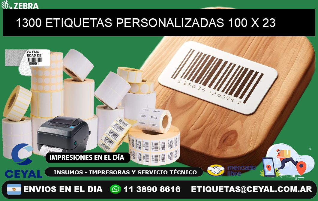 1300 ETIQUETAS PERSONALIZADAS 100 x 23