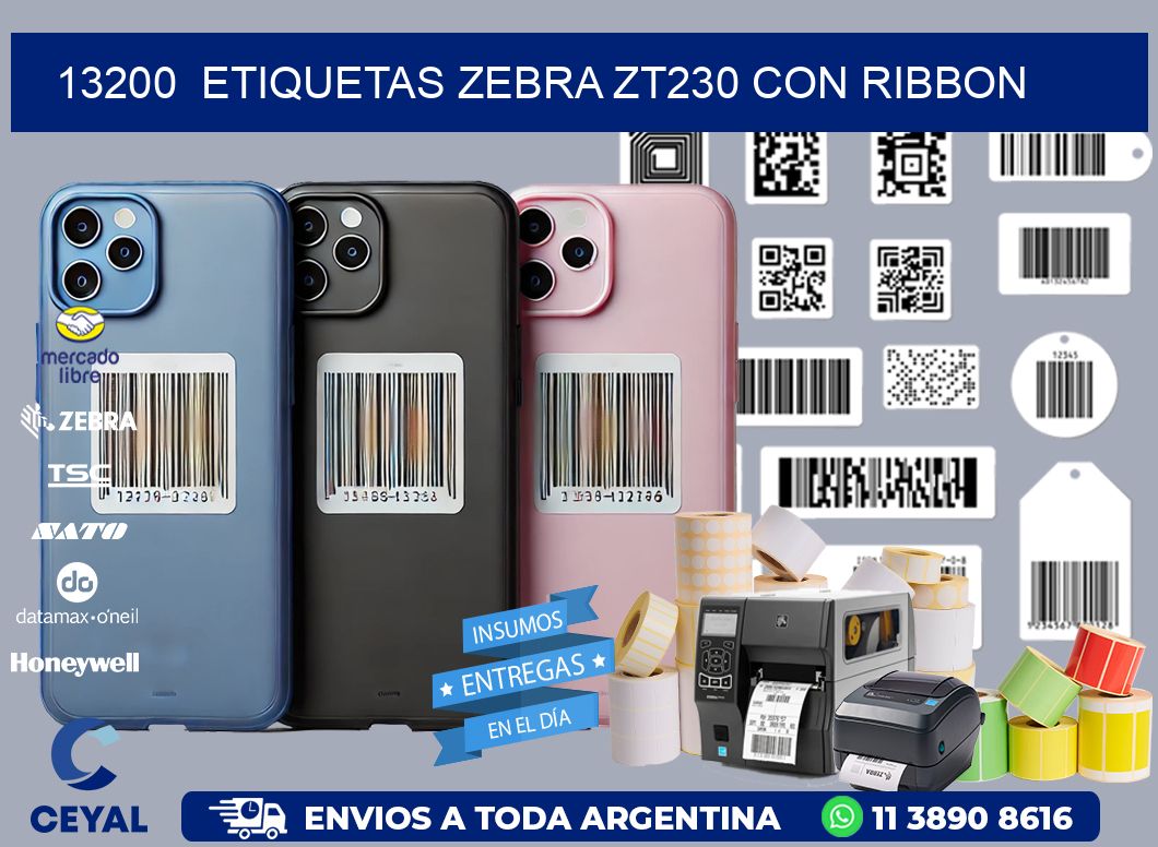 13200  ETIQUETAS ZEBRA ZT230 CON RIBBON