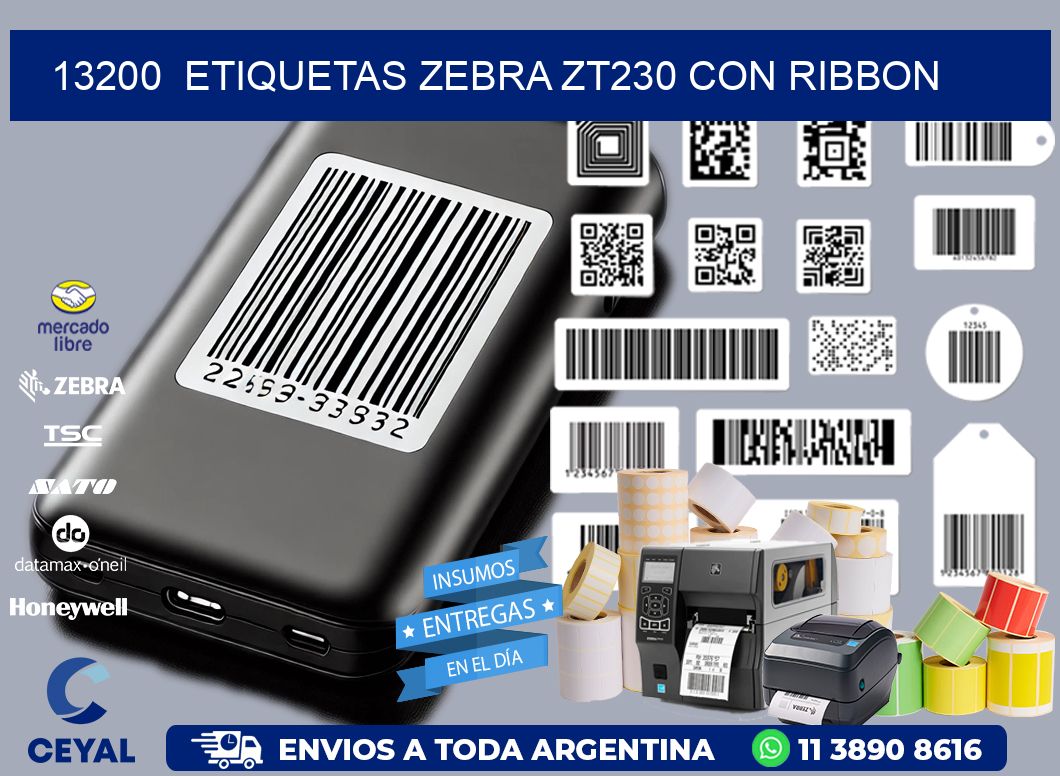 13200  ETIQUETAS ZEBRA ZT230 CON RIBBON