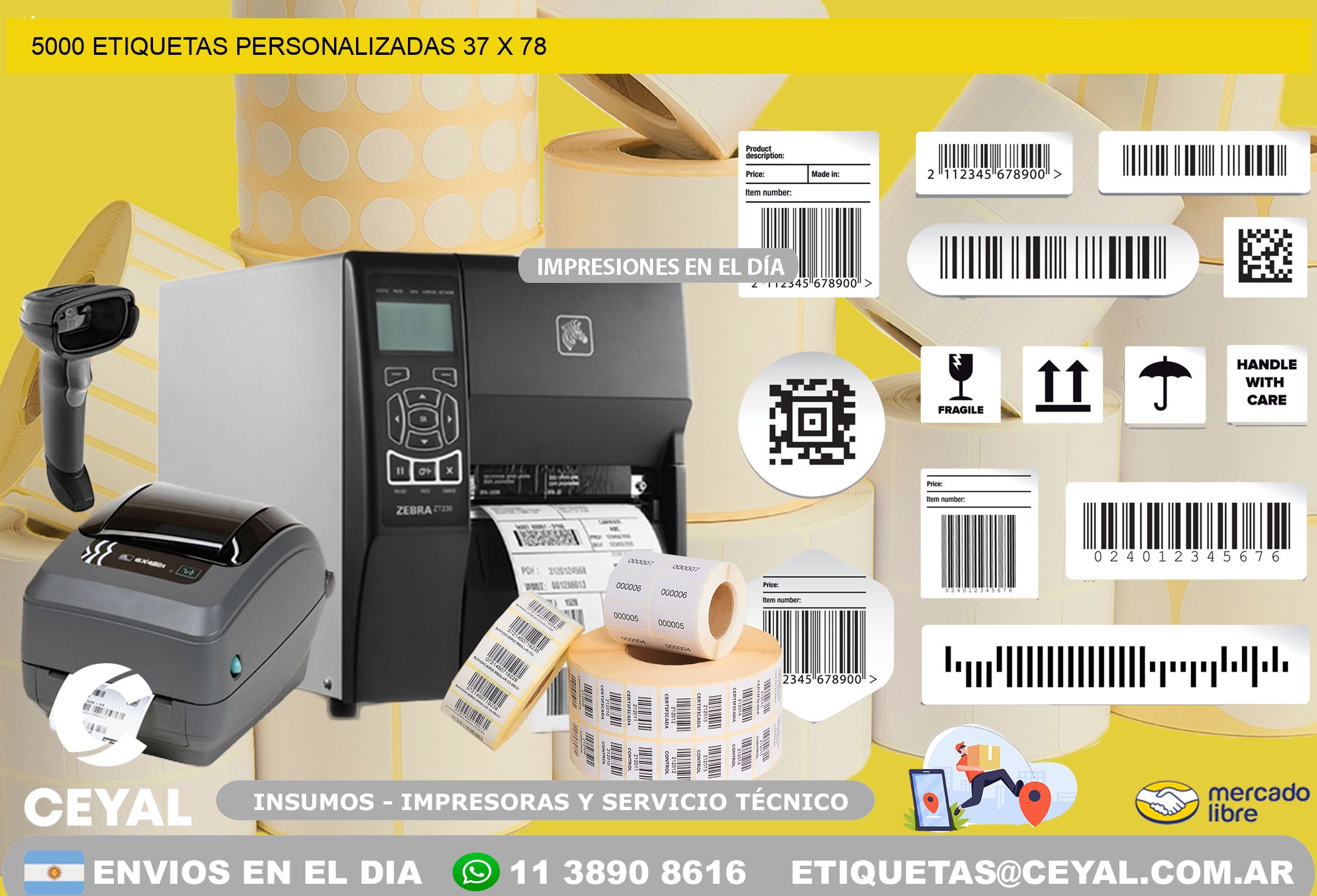 5000 ETIQUETAS PERSONALIZADAS 37 x 78