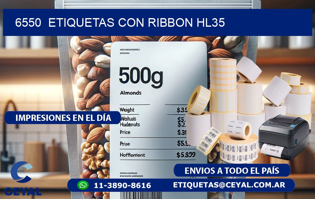 6550  ETIQUETAS CON RIBBON HL35