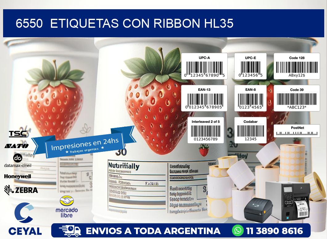 6550  ETIQUETAS CON RIBBON HL35