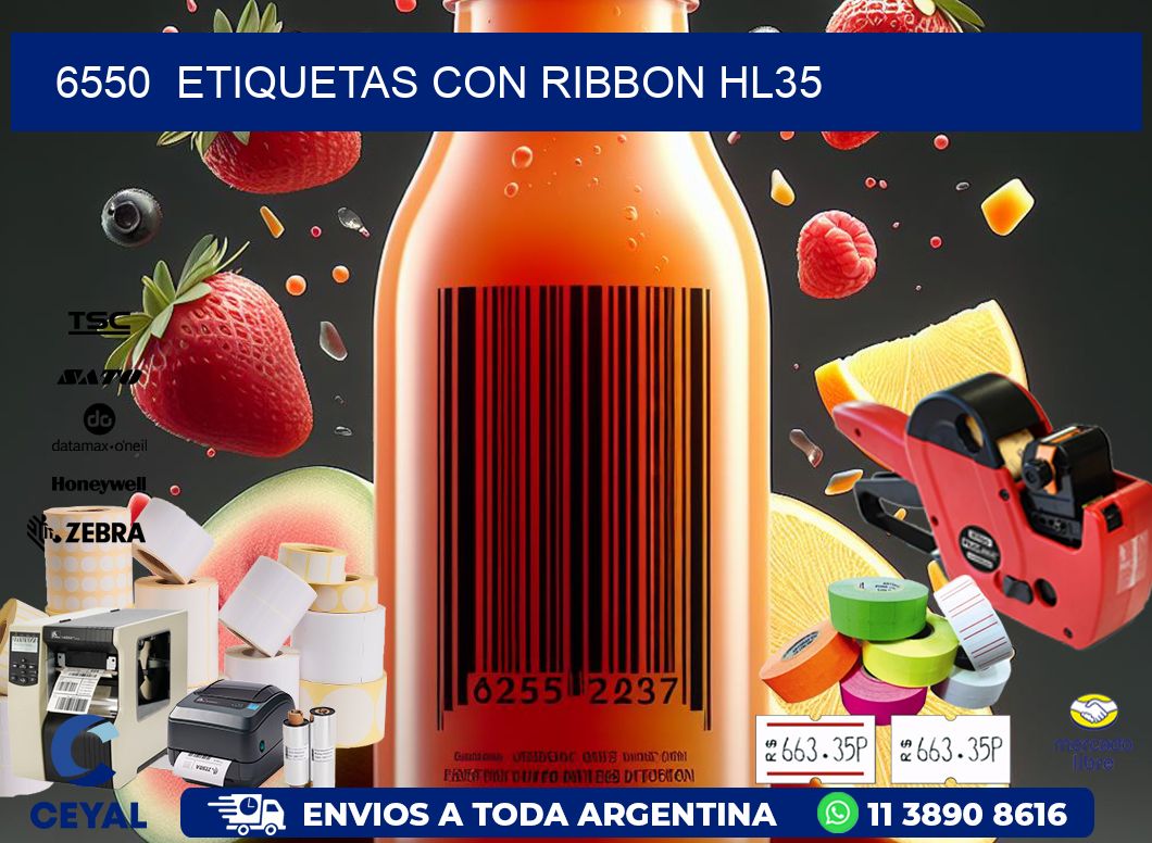 6550  ETIQUETAS CON RIBBON HL35