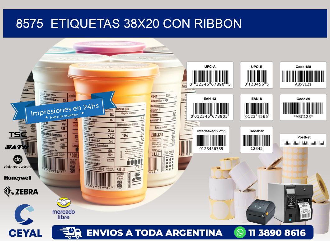 8575  ETIQUETAS 38X20 CON RIBBON