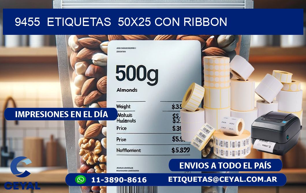 9455  ETIQUETAS  50X25 CON RIBBON