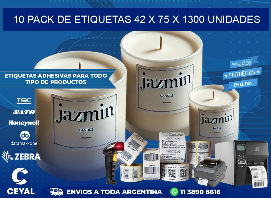 10 PACK DE ETIQUETAS 42 x 75 X 1300 UNIDADES