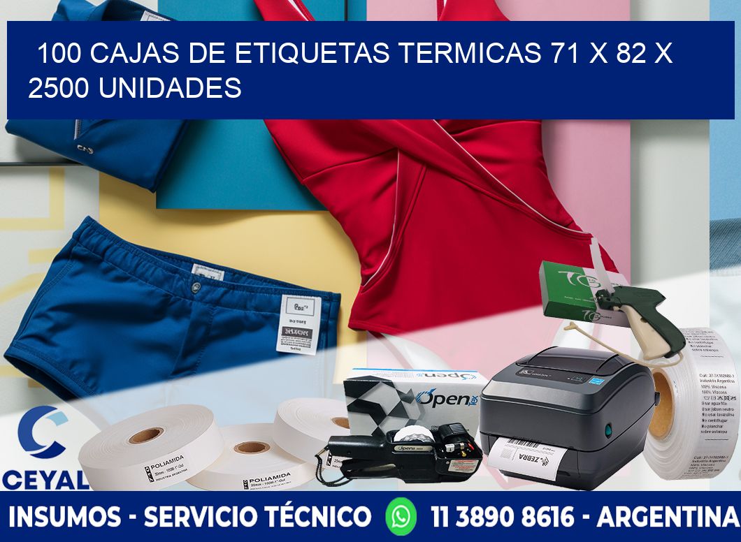 100 CAJAS DE ETIQUETAS TERMICAS 71 x 82 X 2500 UNIDADES