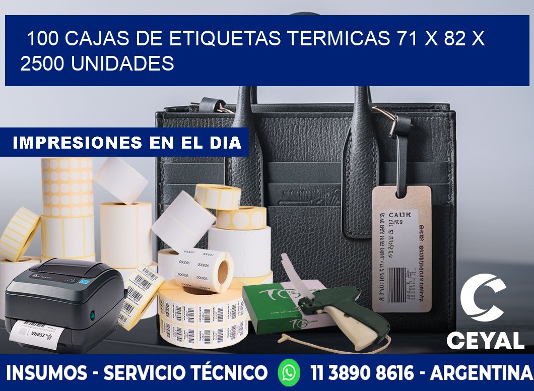 100 CAJAS DE ETIQUETAS TERMICAS 71 x 82 X 2500 UNIDADES