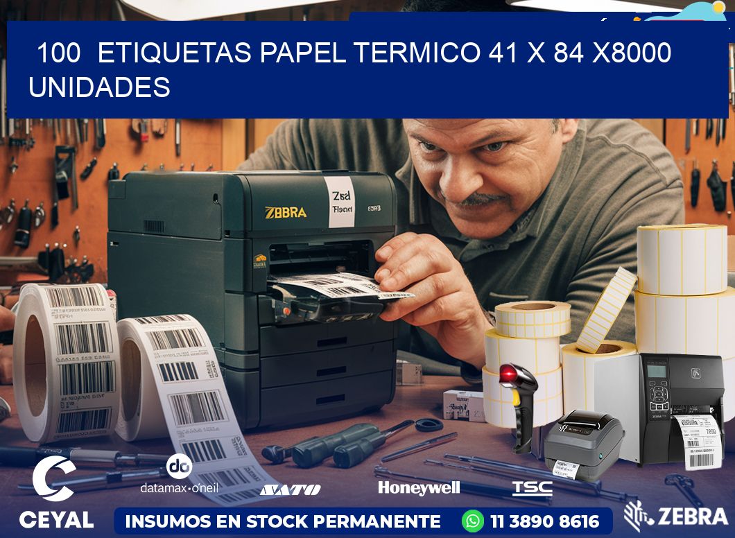 100  ETIQUETAS PAPEL TERMICO 41 x 84 X8000 UNIDADES