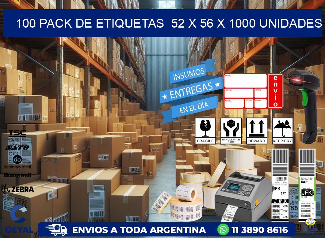 100 PACK DE ETIQUETAS  52 x 56 X 1000 UNIDADES