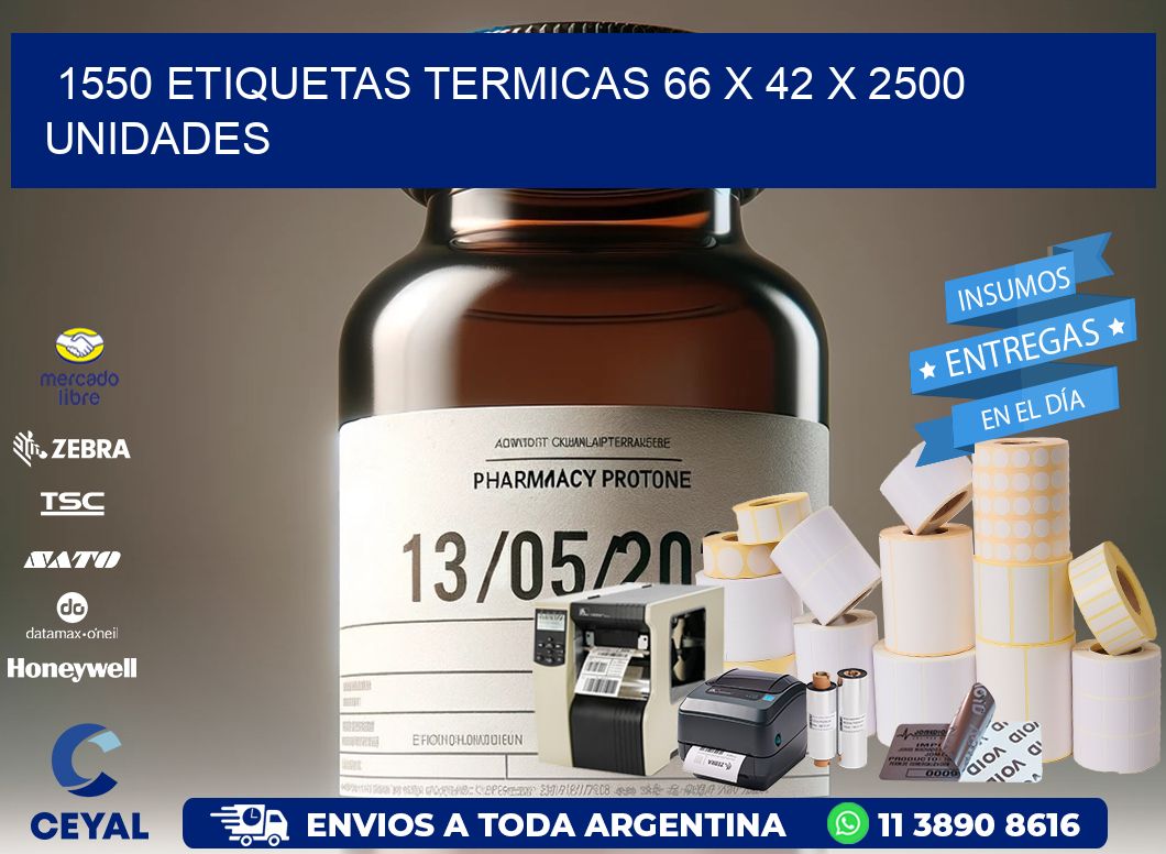 1550 ETIQUETAS TERMICAS 66 x 42 X 2500 UNIDADES