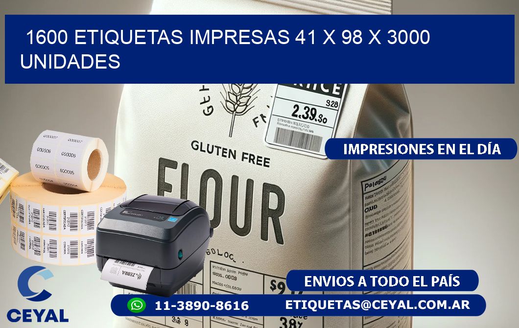 1600 ETIQUETAS IMPRESAS 41 x 98 X 3000 UNIDADES